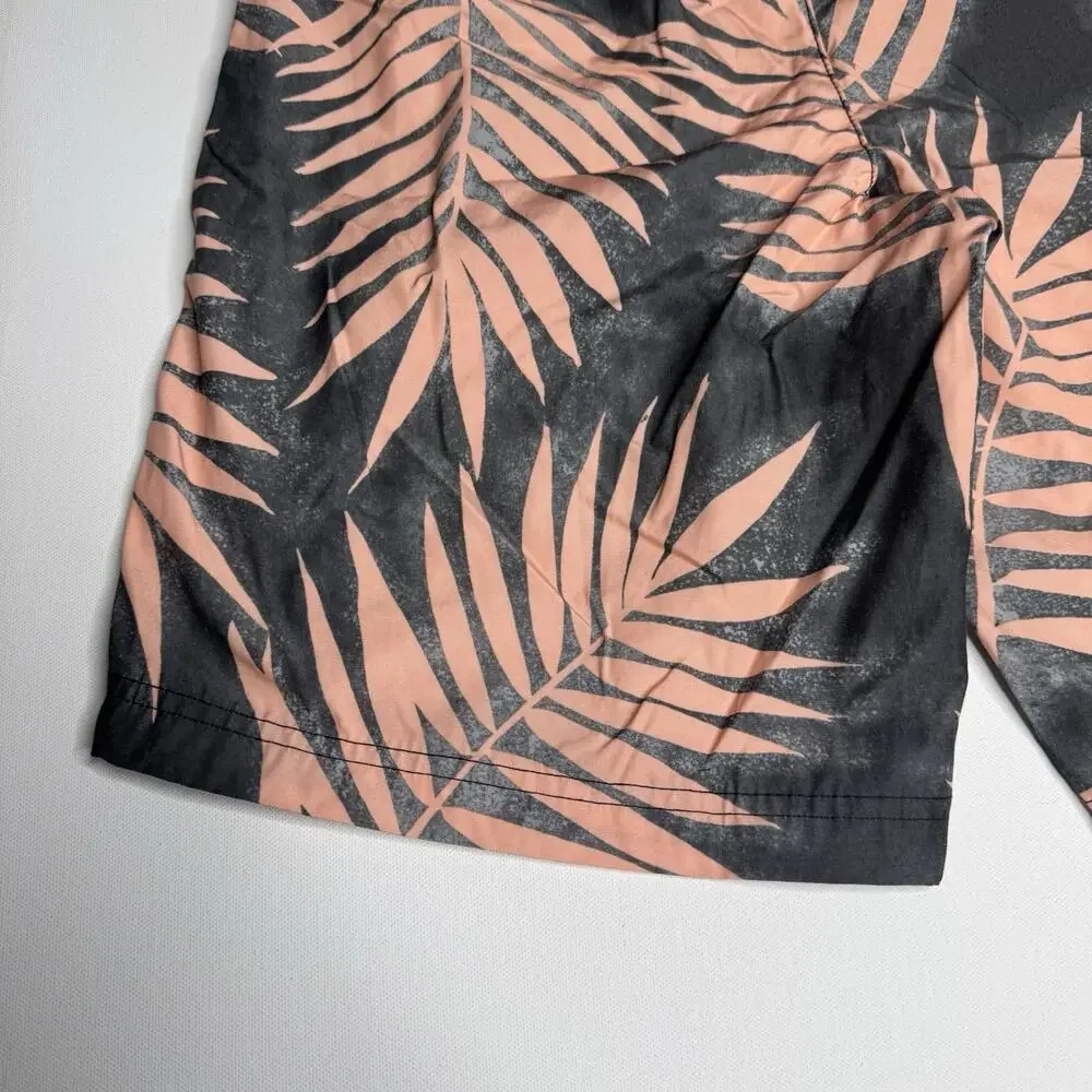 American Eagle Board Shorts Mens 30 Black Pink Palm Print Swim Trunks Beach